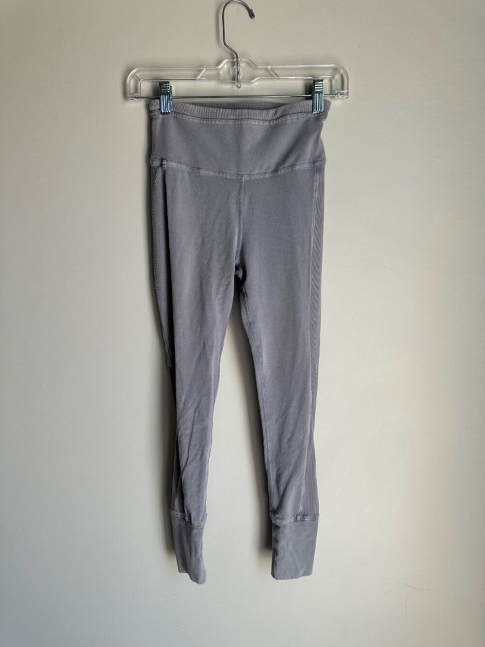 Free People Movement Ribbed High-Waisted Leggings Cuffed Hem Gray Sz XS